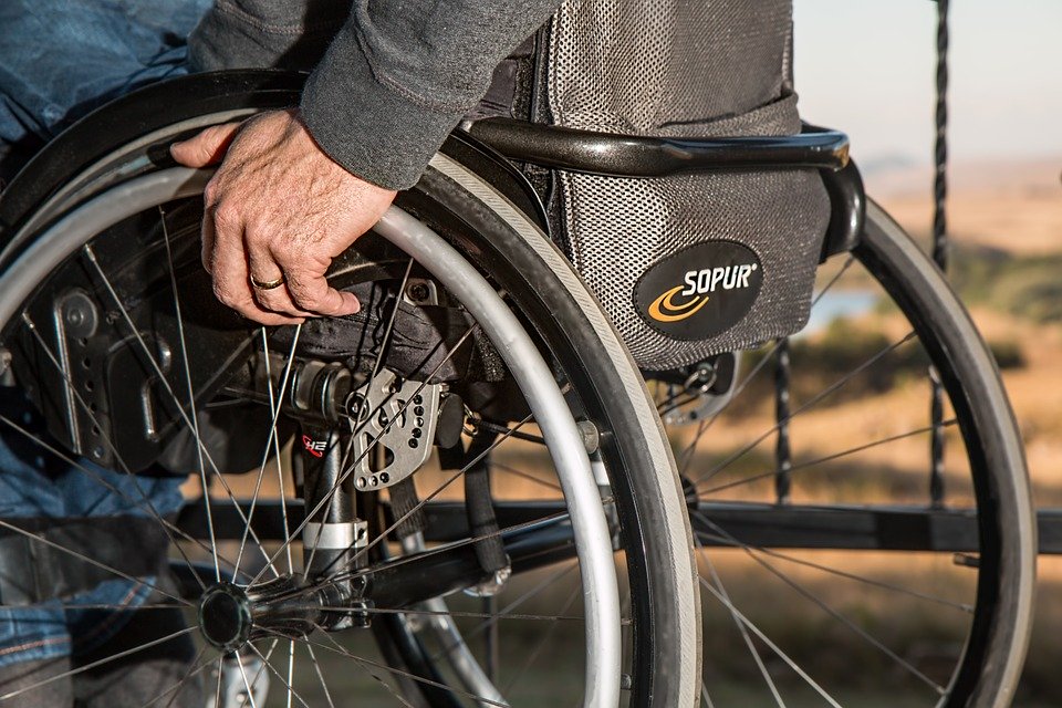 Man in wheelchair, handicapped