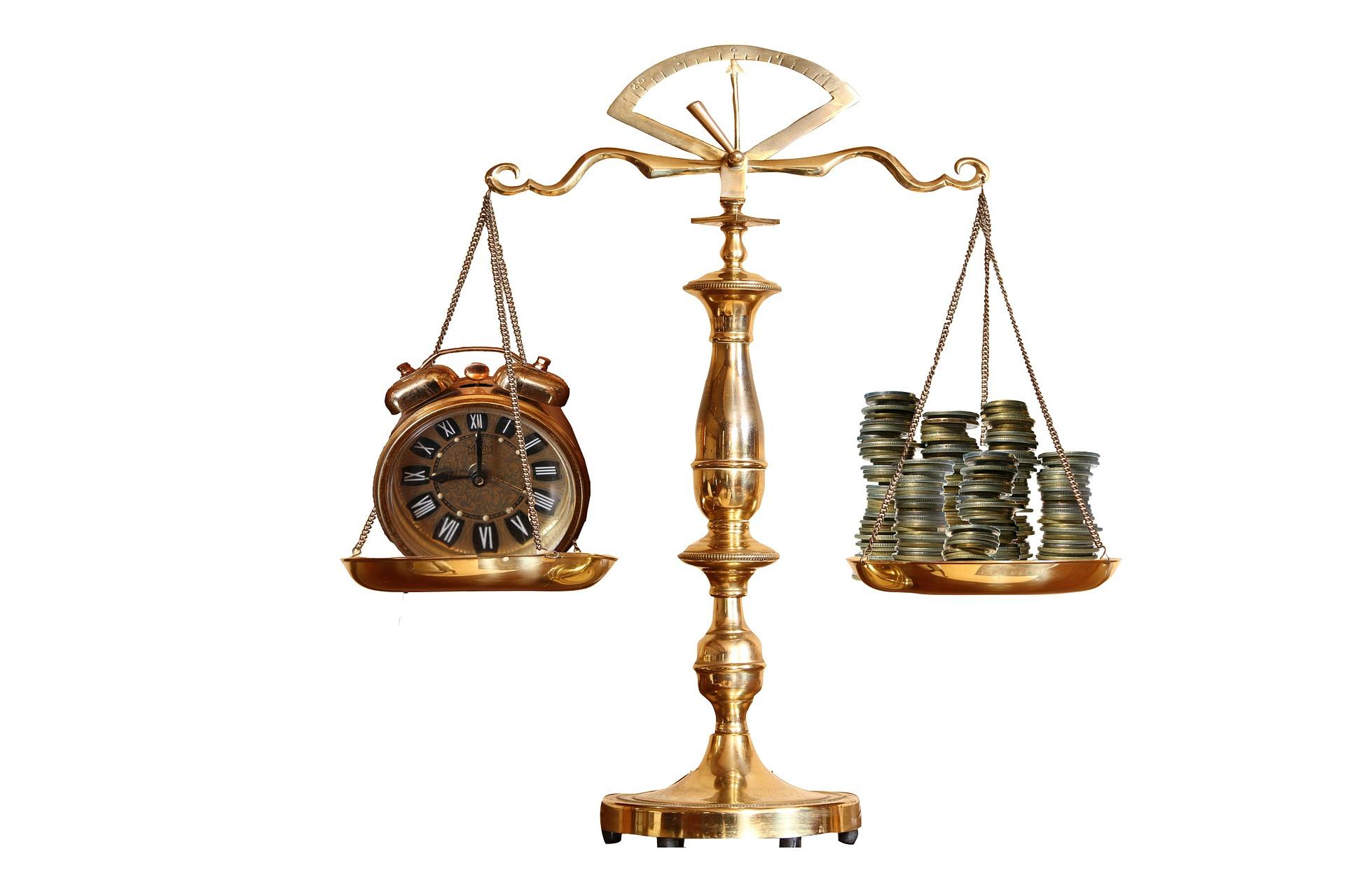 scales of justice and money