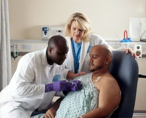 man receiving medical treatment