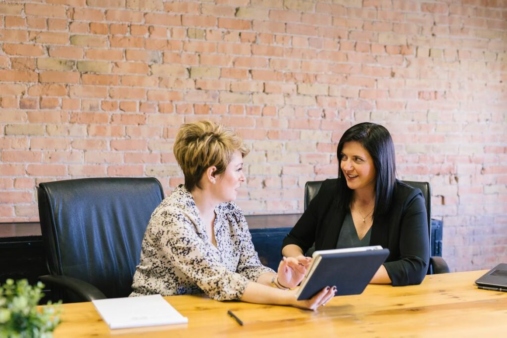 two women meeting