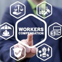 Concept of worker compensation. Benefit and claim compensation